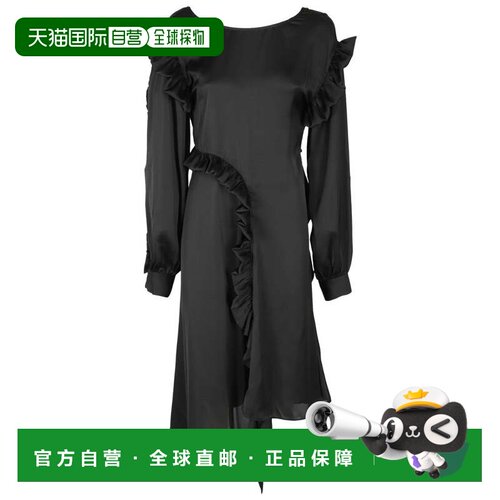 自营remainBlack Light Satin Draped Dress - black 美国奥莱直