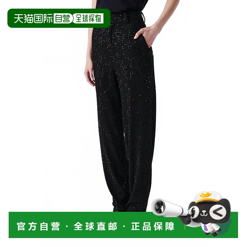 自营iroMorine Straight Cut Sequin Trouser In Black - black