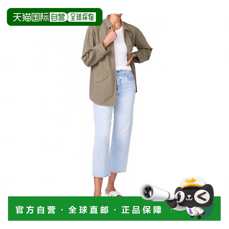 自营 monrow女式复古军绿色衬衫夹克风格-军绿色 美国奥莱直发