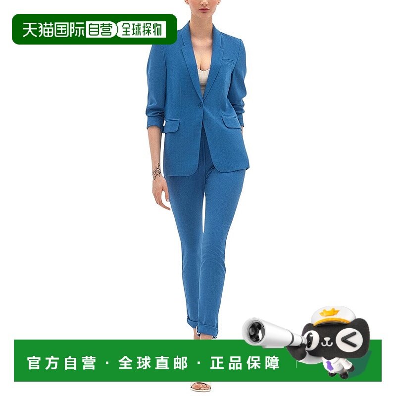 自营 BGL 2件亚麻混纺运动夹克和裤子套装-浅蓝色 美国奥莱直发,女装/女士精品,短外套,淘宝优惠券,粉丝福利购,淘宝优惠卷