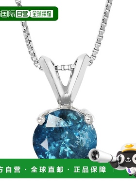 自营 vir jewels1.75 克拉蓝色钻石单石吊坠项链 14K 白金圆形和