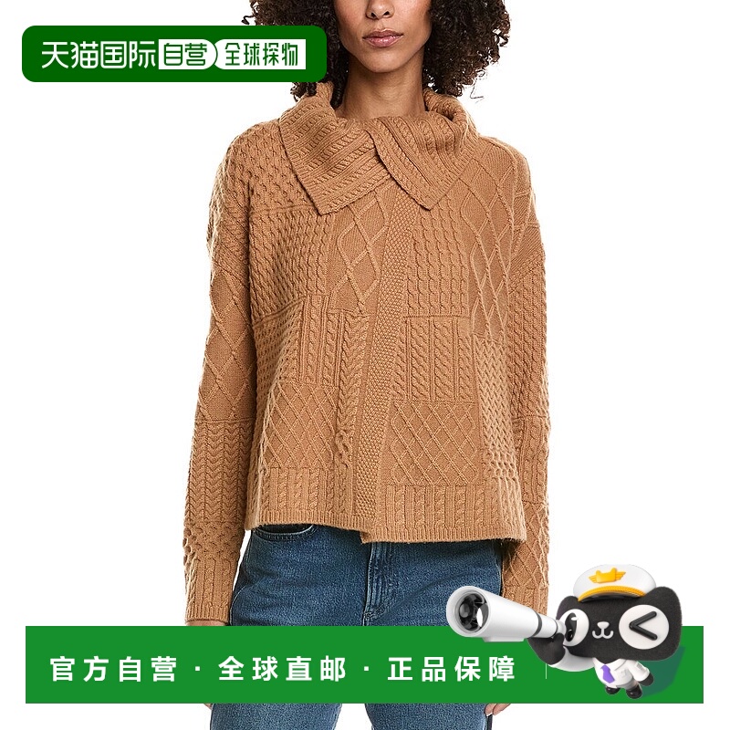 自营InCashmere Mix Cable Stitch Overlap Wool-Blend Cardigan