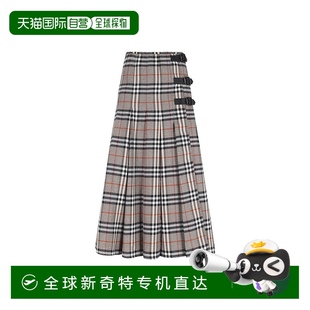 棕色 美國奧萊直發 burberry檢查Midi裙子 自營