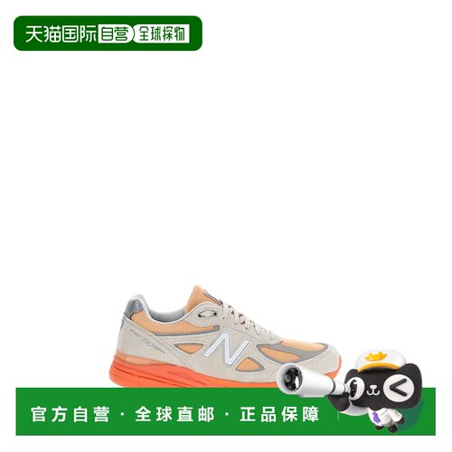自营new balance米色/灰色990v4绒面革运动鞋-中性色 美国奥莱直