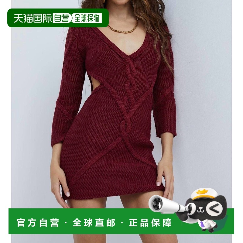 自营for love & lemons红色Keke毛衣连衣裙 美国奥莱直发
