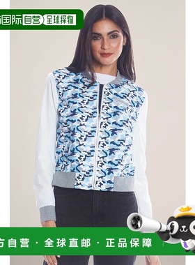 自营 members only女式尼龙袖迷彩棒球夹克 水绿色迷彩 美国奥莱