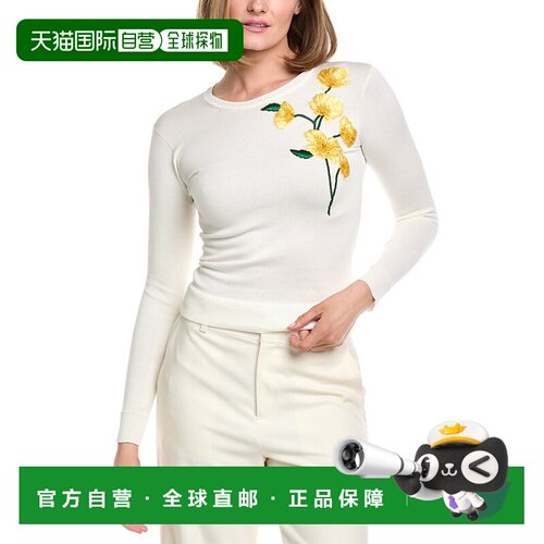 自营Carolina Herrera Embroidered Sweater - white 美国奥莱直