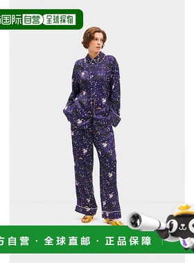 自营sleeper深蓝色神秘印花Pastelle大号长裤-深蓝色神秘印刷 美