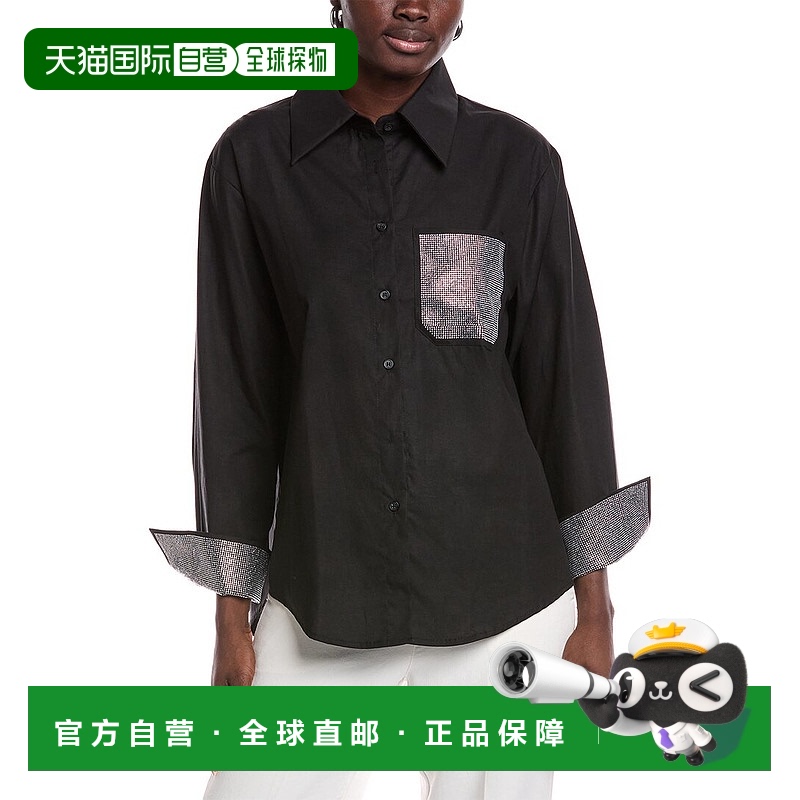 自营 gracia格拉西亚水钻口袋衬衫-黑色 美国奥莱直发