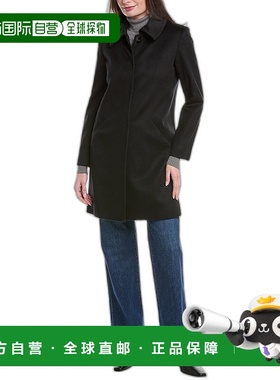 自营 sofiacashmere 现代奢华羊毛和羊绒混纺大衣 - 黑色 美国奥