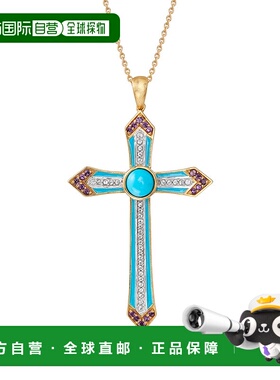 自营 ross-simons罗斯-西蒙斯绿松石、紫水晶和 .白色托帕石十字