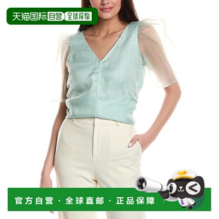 美国奥莱直发泡泡袖 自营 Addie绿色衬衫 Oliver 通勤 Marie