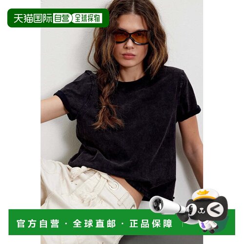 自营free people自由人Everyday Tee女黑色纯棉圆领短袖GBO3509-