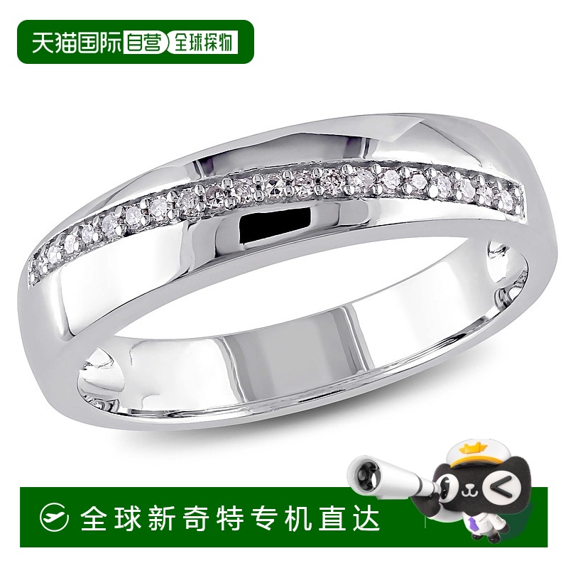 美国直邮Julianna B男士戒指925纯银戒环镶圆形切割爪钻石时尚
