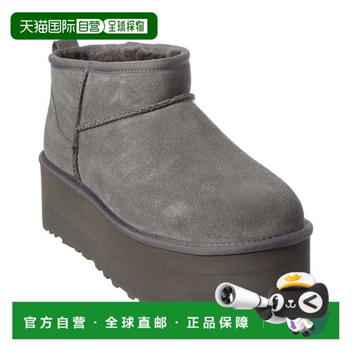 自营UGG Classic Ultra Mini平台绒面革靴子-灰色 美国奥莱直发