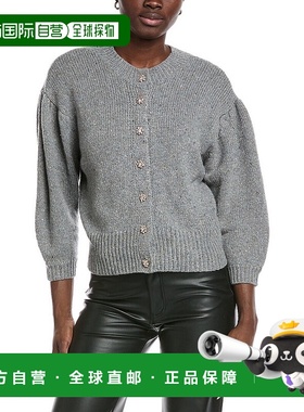 自营 autumn cashmere秋季羊绒亮片羊绒混纺开衫-灰色 美国奥莱直