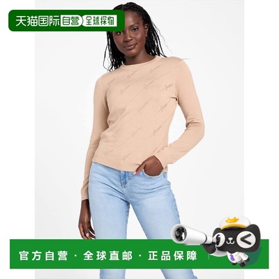 自营guessPeggy Rhinestone Logo Sweater - dulce cream multi