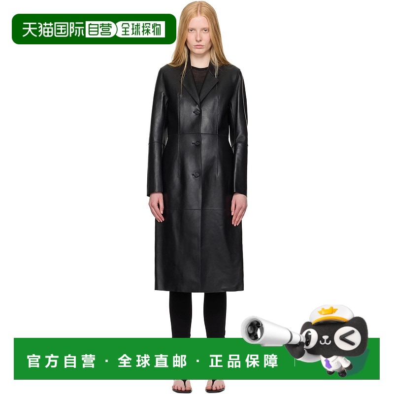1h可退 香港直邮潮奢 TOTÊME 女士 黑色 Slim 皮革大衣 252WRO019