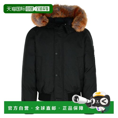 自营Burberry Faux Fur Trim Hooded Bomber Jacket - black 美国