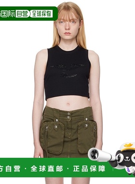 1h可退 香港直邮潮奢 Blumarine 蓝色情人 女士 黑色晶饰背心 P44