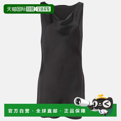 自营Norma Kamali Black Satin Cowl Neck Mini Dress - black 美
