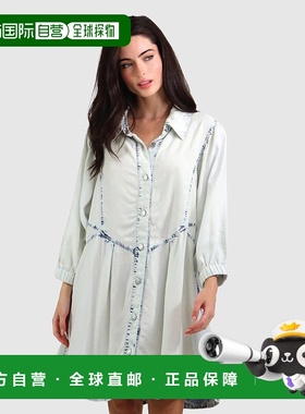 自营 belle & bloom剪裁牛仔连衣裙-蓝色 美国奥莱直发