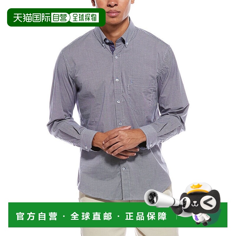自营TailorByrd Signature Micro Gingham Shirt - navy 美国奥莱
