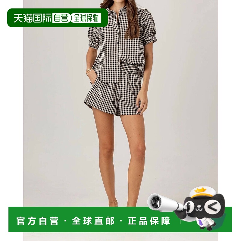 自营sundaysGingham Fuller Shorts In Black - black 美国奥莱直