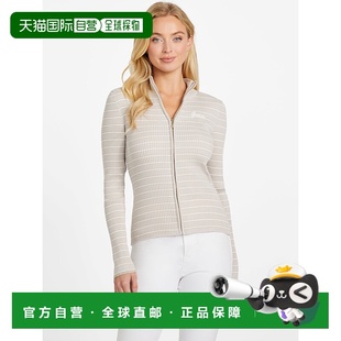 自营guessZinnia Striped Zip Sweater - over night oats 美国奥