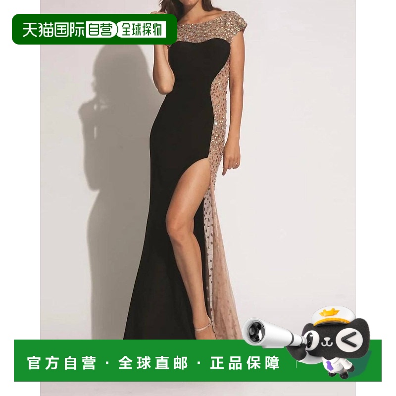 自营 jovani黑色/裸色串珠长款舞会礼服 美国奥莱直发