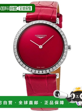 自营 longines浪琴表La Grande经典石英红色表盘皮革表带女式手表