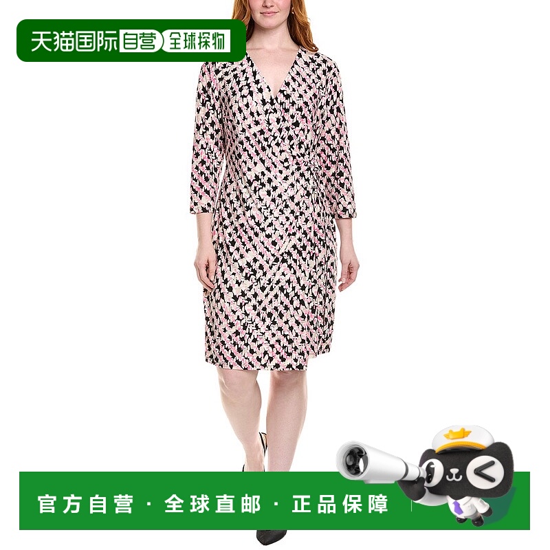 自营 Anne Klein Plus裹身连衣裙-黑色 美国奥莱直发