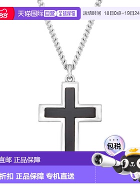 自营Ross-Simons 男士黑玛瑙和纯银十字架吊坠项链 - 24 英寸 美