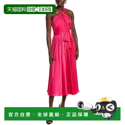 自营Badgley Mischka Halter Day Midi Dress - pink 美国奥莱直