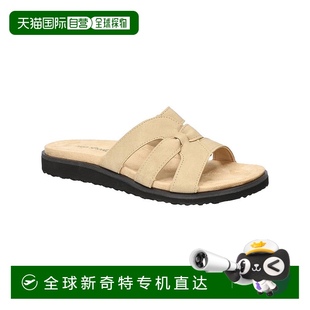 美国奥莱 自营easy streetSkai 女士仿麂皮一脚蹬凉鞋 自然色