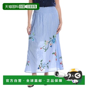 褶饰长裙蓝色波西米亚风美国奥莱直发 Was 自营 Johnny