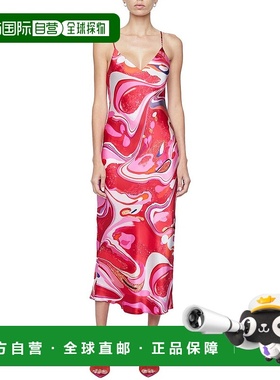 自营 L'AGENCE Seri中号丝绸吊带裙-粉红色 美国奥莱直发连衣裙