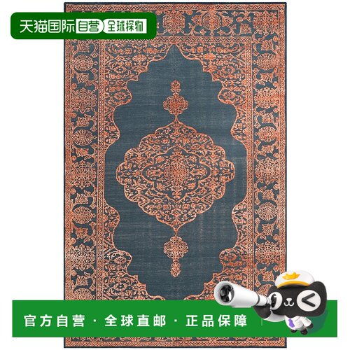 自营safaviehChester Hand Made Area Rug, Navy / Rust Traditio