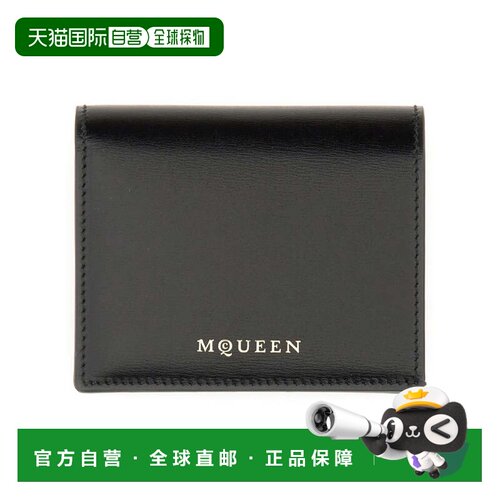 自营alexander mcqueen印有浮雕标志的小牛皮钱包-黑色 美国奥莱