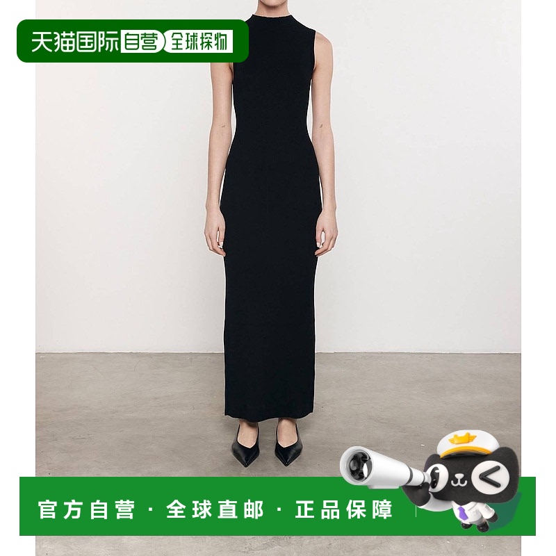 自营enza costaSilk Sweater Rib Mockneck Dress In Black - bla