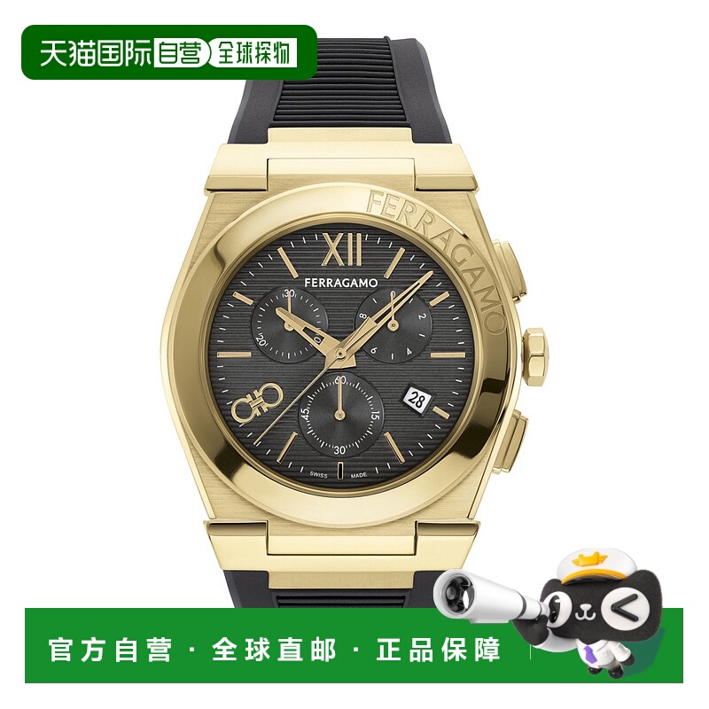 自营salvatore ferragamoVega Chrono Silicone Watch - black/ip