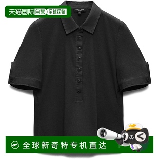 Bone 美 Rag 黑色 自营 衫 女士罗纹混合材质短袖 Polo