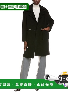 自营Cinzia Rocca Icons羊毛和羊绒混纺外套-黑色 美国奥莱直发