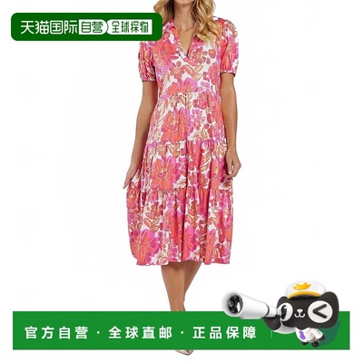 自营jude connallyPortia V-Neck Midi Dress In Peony Dream Whi
