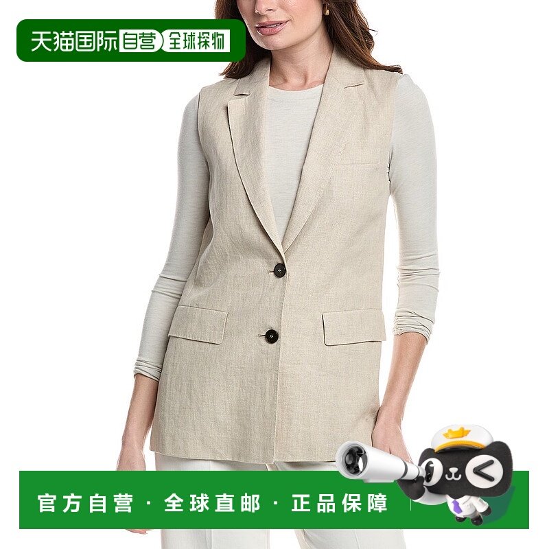 自营 Marella Palk亚麻夹克-米色 美国奥莱直发新款西装外套