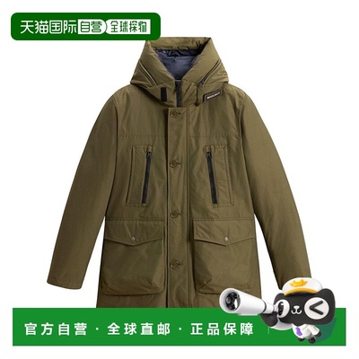 自营woolrichOlive Green Cotton-Polyamide Blend Parka - black