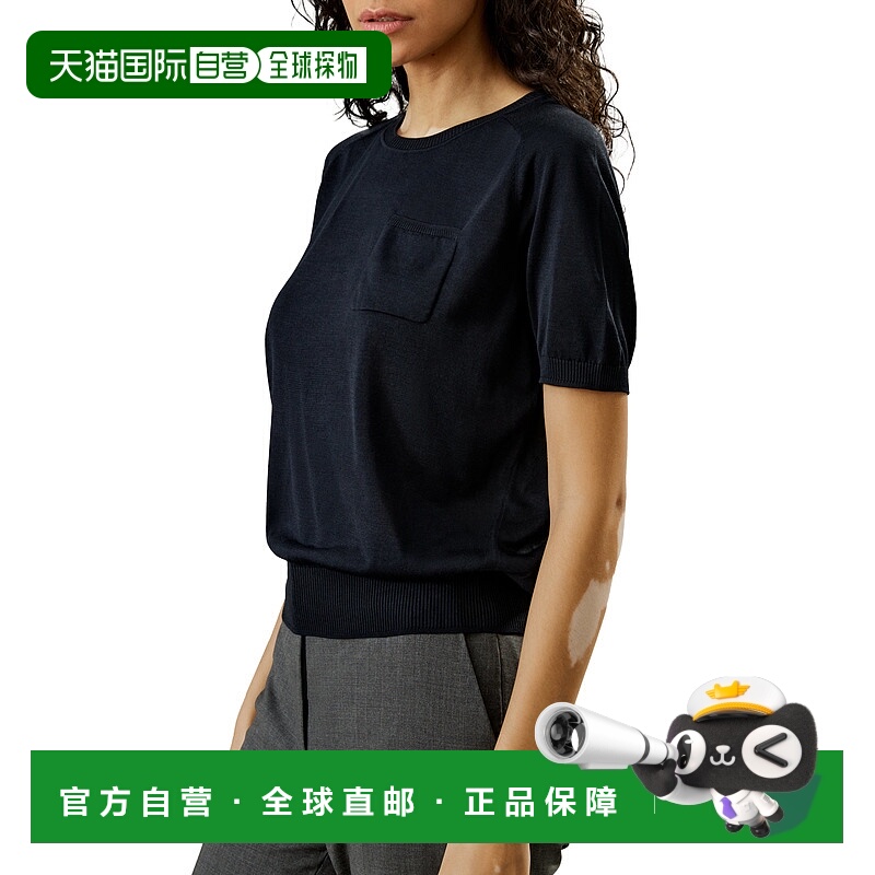 自营lilysilkBasic Silk Crewneck T-shirt - navy blue 美国奥莱