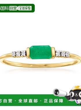 自营RS Pure by Ross-Simons 14kt 黄金镶钻祖母绿戒指 - 绿色 美