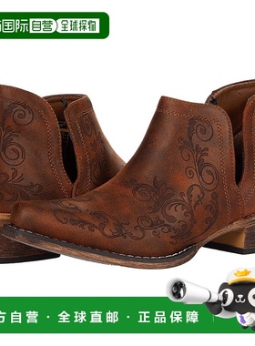 自营 Roper Ava Boots女式棕色仿皮刺绣西式靴子JOBB357-棕色 美