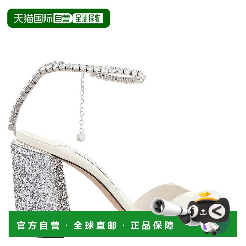 自营Jimmy Choo Saeda 85米色凉鞋-拿铁/银色 美国奥莱直发